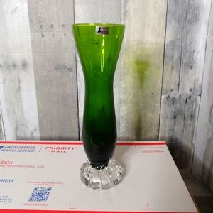Vintage SEDA Sweden Art Glass Green Vase Excellent